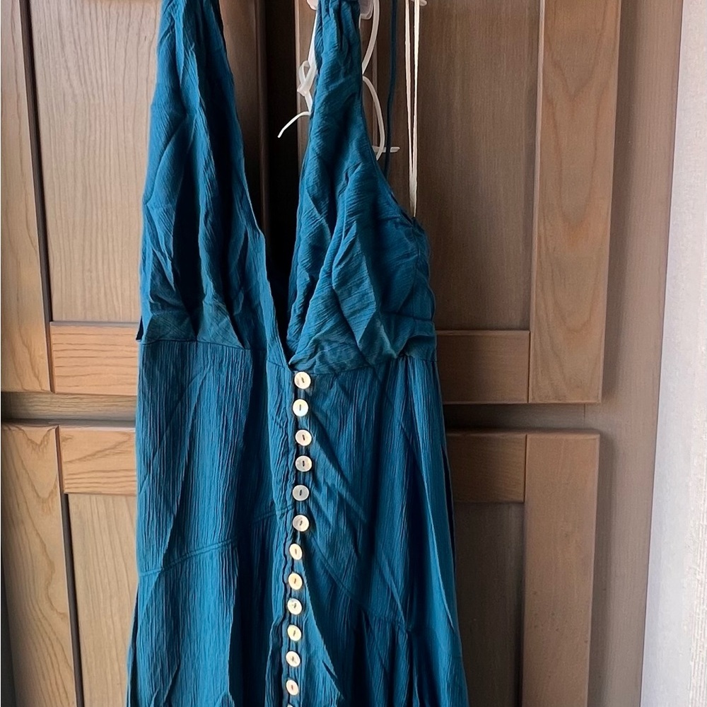 Free People Blue and White Halter Maxi Sundress Size M